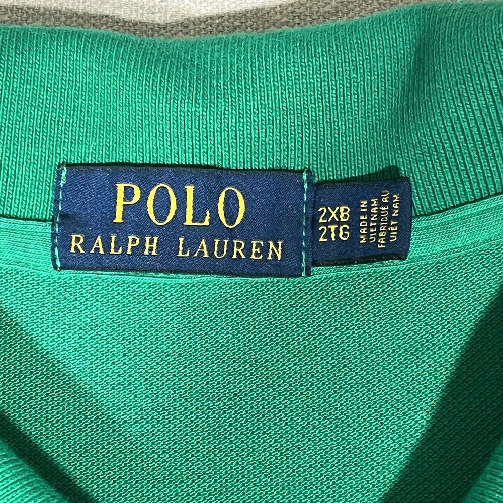 Polo Ralph Lauren Men's 2XB Green Shirt‎ Cotton Short Sleeves Orange Pony Preppy - Picture 4 of 10